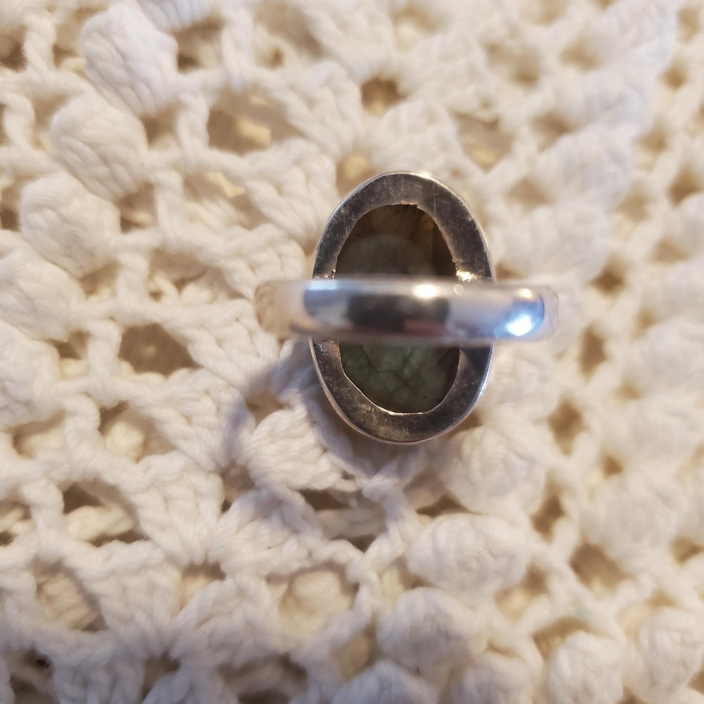 Sterling Silver 925 Labradorite Oval Cabochon Statement Ring 8 Boho Handmade Blu - Picture 4 of 8